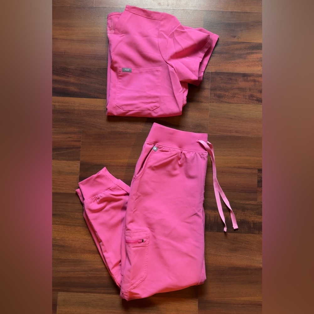 Figs F’ing Pink Jogger Scrubs Set